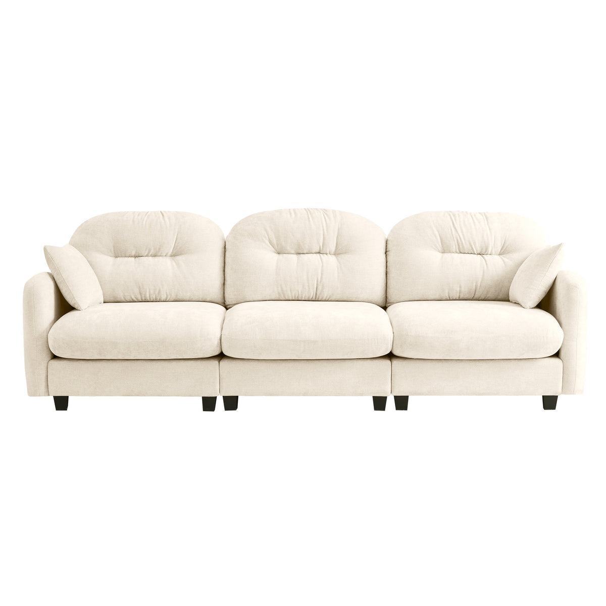 Three-Seate Modular Sectional Couch, Soft Chenille Fabric High-Density Foam, Quilted Pleated Design Ergonomic Design, Elegant Armrests