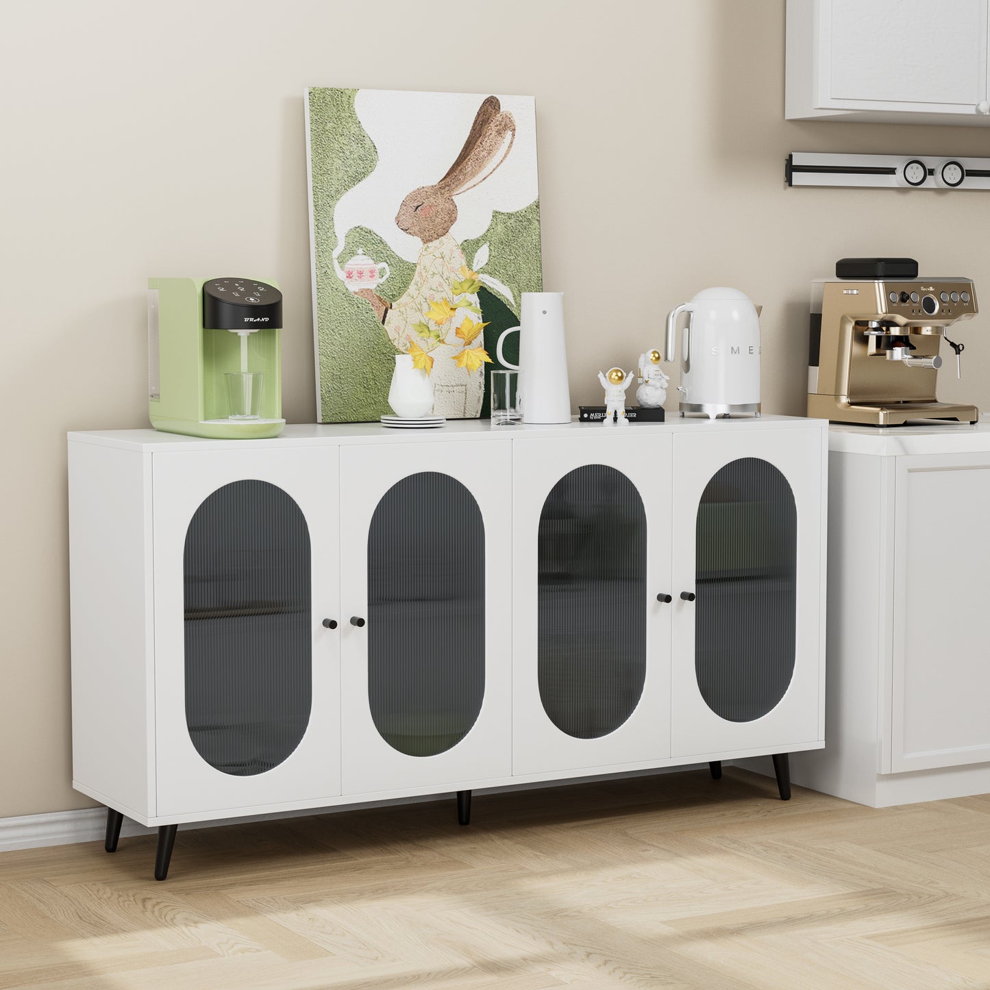 Buffet Cabinet with Storage, Storage Cabinet with Acrylic Doors, Accent Cabinet, Sideboard Cabinet for Hallway, Entry, Living Room, White
