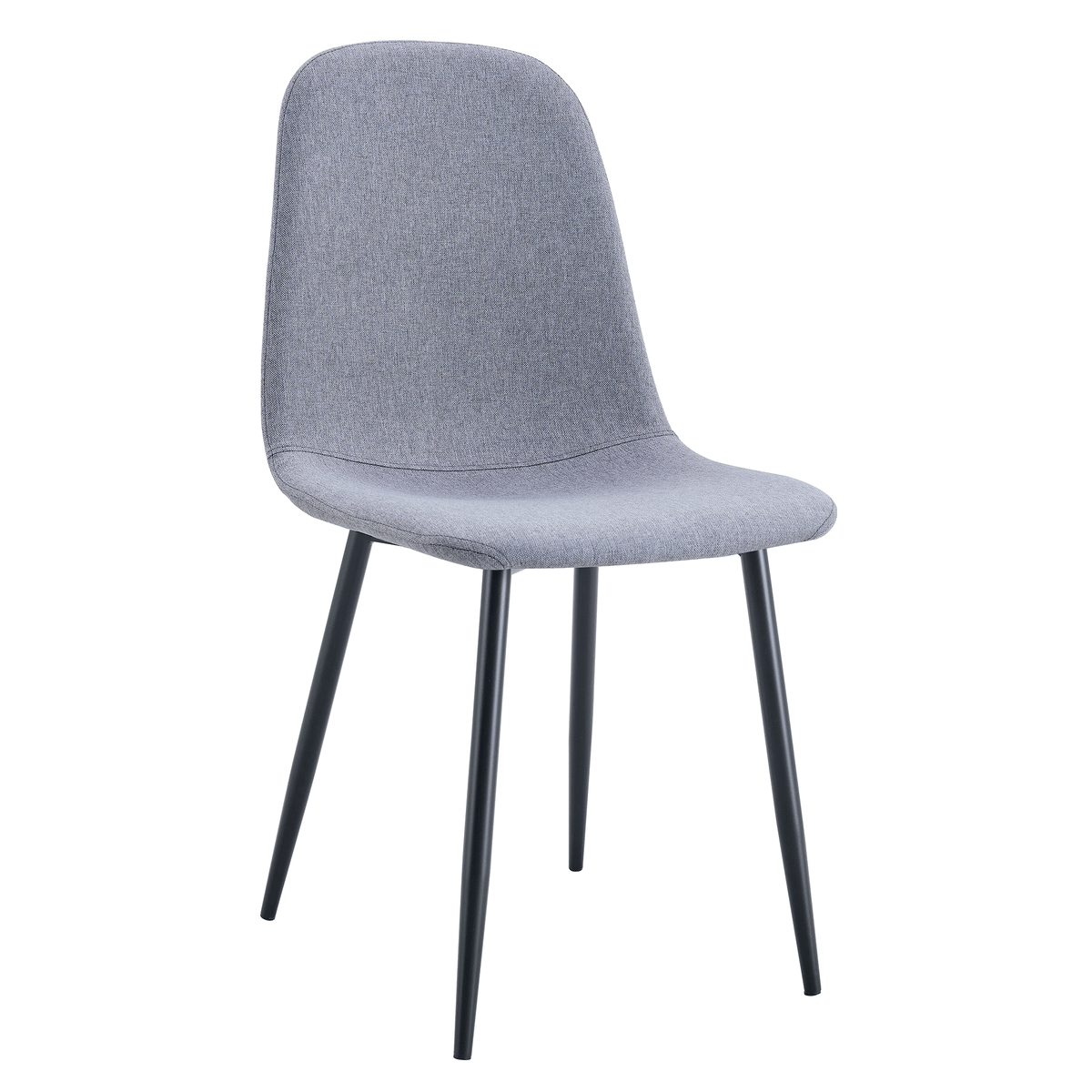 Luxury Simple Chair - Set of 4 Light Gray Linen-Cotton Material High Resilience Dining Chair with Metal Black Leg.Integral metal leg architecture,Suitable for various interior decoration styles.