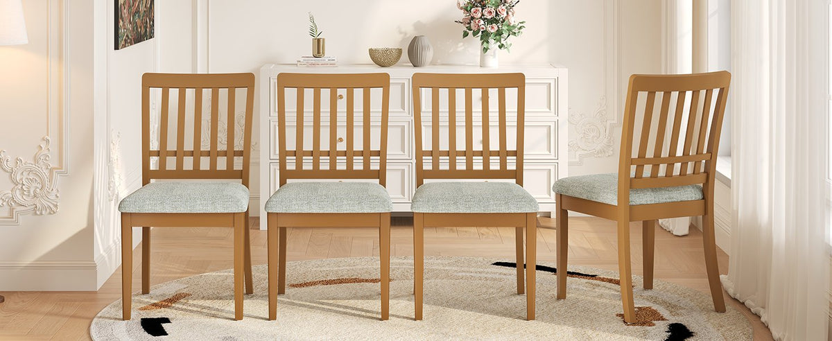 2-Piece Modern Scandinavian Dining Chairs, Curved Wood Backrest with Gray Fabric Seat, Finish, Easy to Assembly -LIGHT BROWN