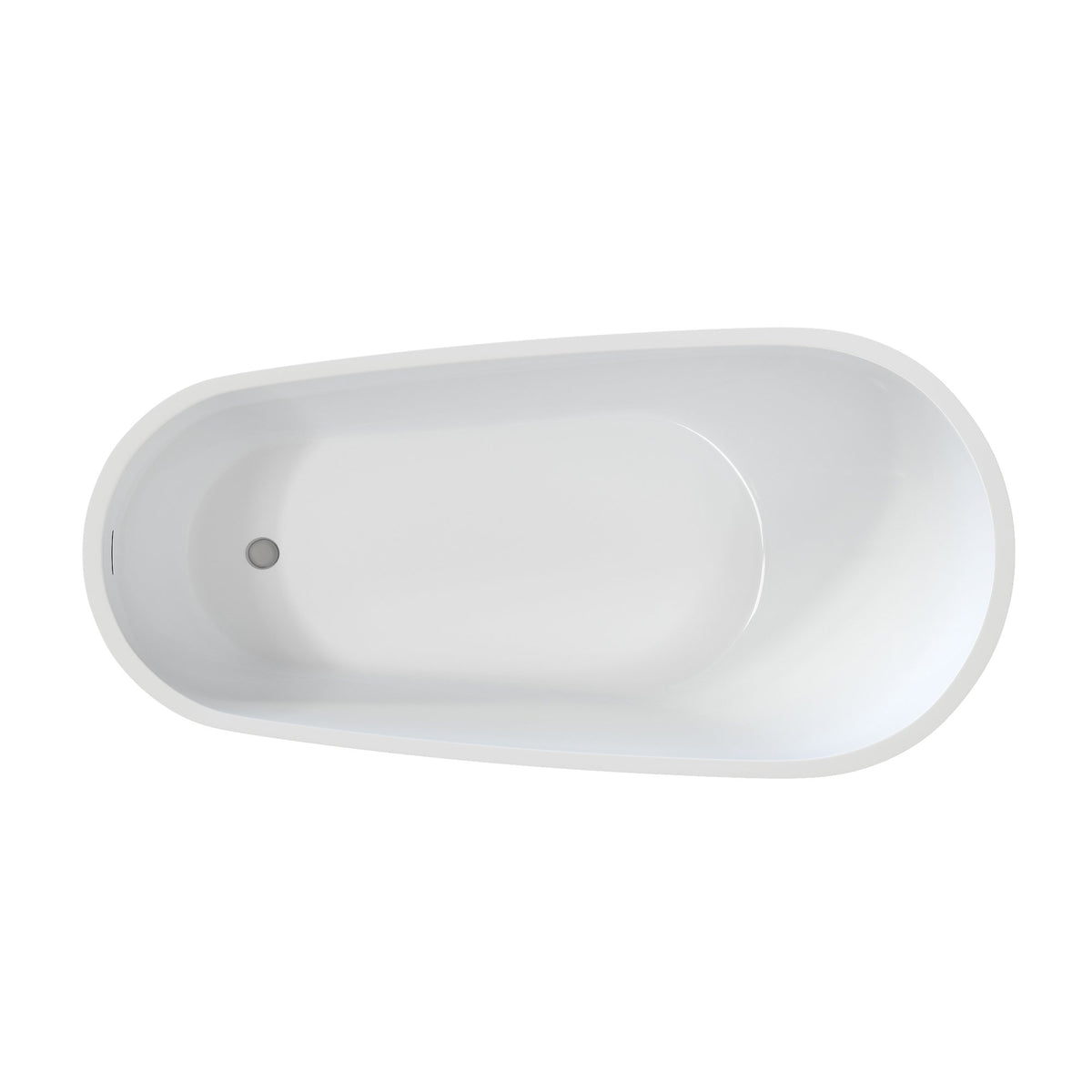 63" Acrylic Freestanding Bathtub, Deep Soaking Contemporary Stand Alone Bath Tub with Pop-up Drain & Integrated Overflow