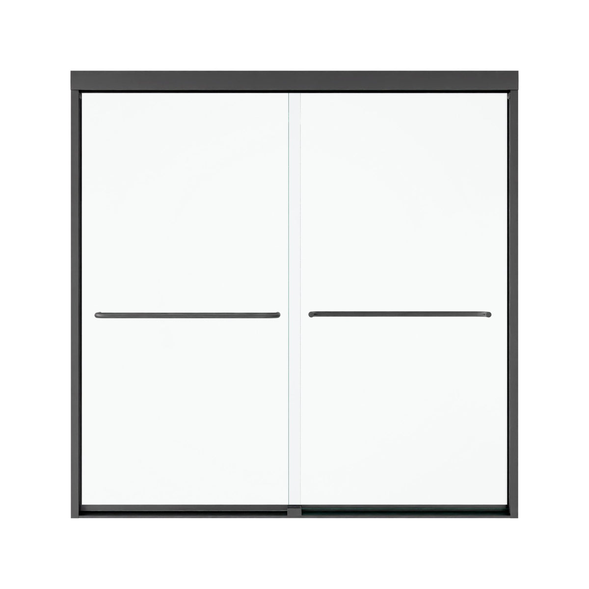 56'-60" W*60" H Semi-Frameless Double Sliding Shower Door, Bypass Shower Door, 1/4" Thick SGCC Tempered Glass Door, Matte Black