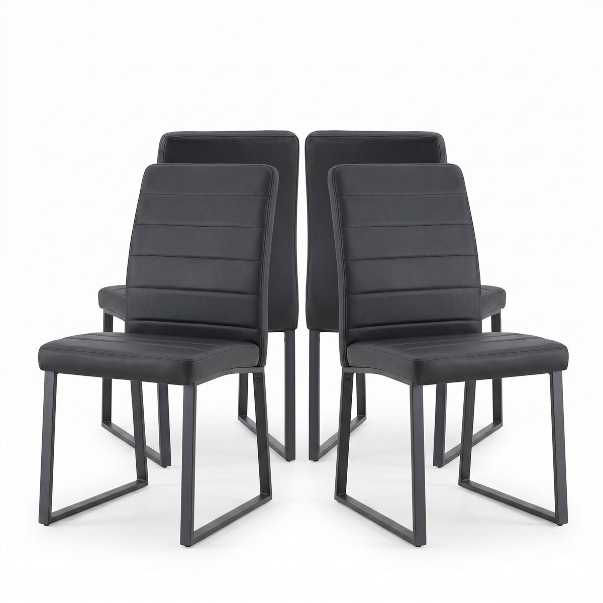 4-Pack - Premium PU office/dining chairs with high-density foam, sturdy iron legs (spray paint), multiple colors. Easy assembly