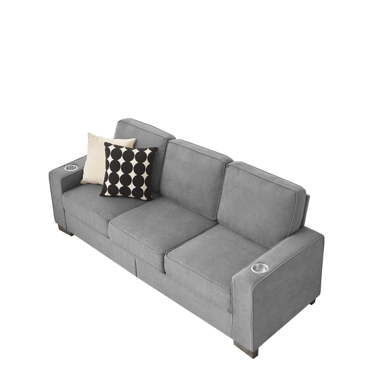 83.86'Snowfleece Fabric sofa, Modern Compressed Couch, 3-Seater Sofa, Furniture, Gray