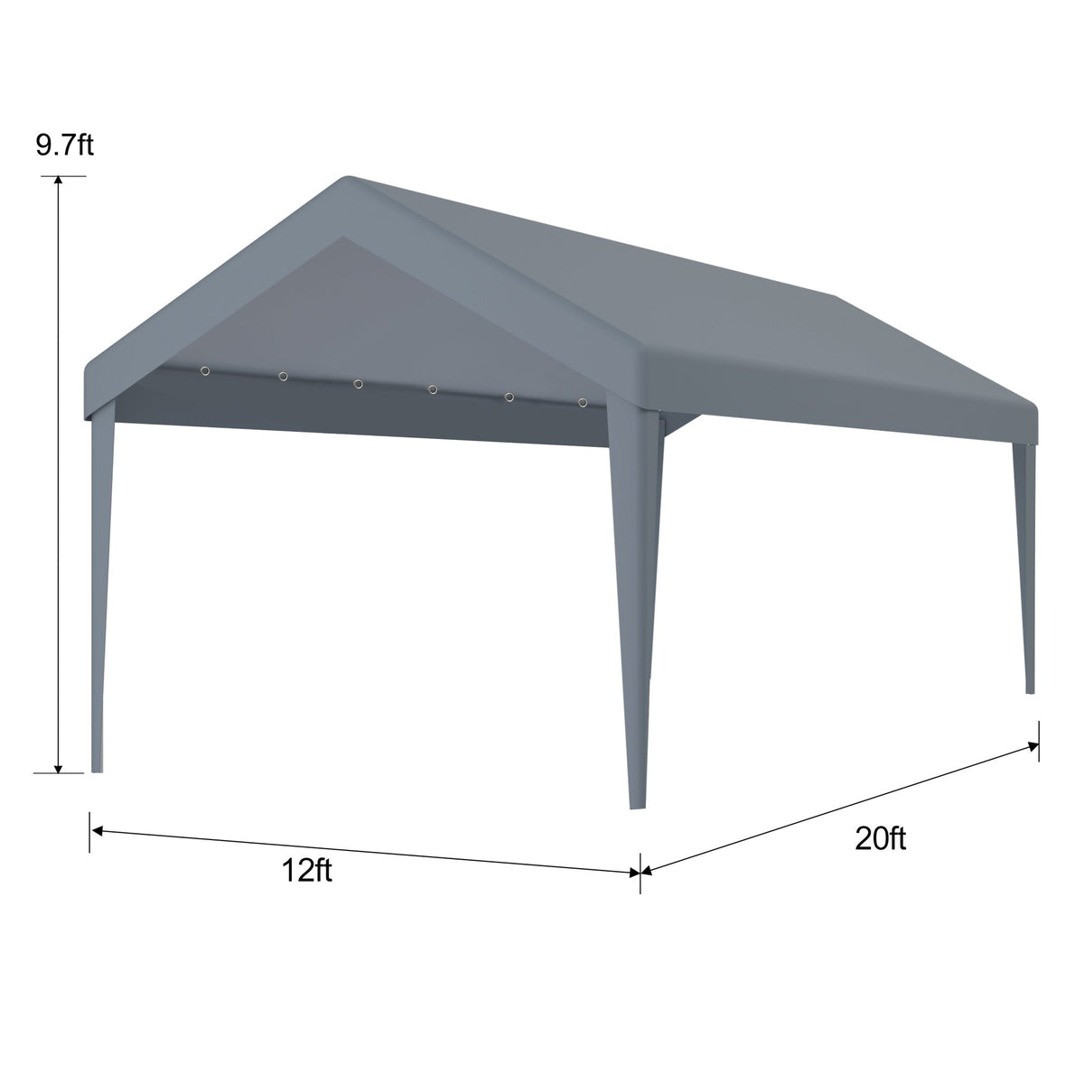 12x20ft Carport Replacement Canopy Cover, Waterproof & UV Protected Tarp with 76 Elastic Buckles Suit for Garage Shelter – Model W465P204147