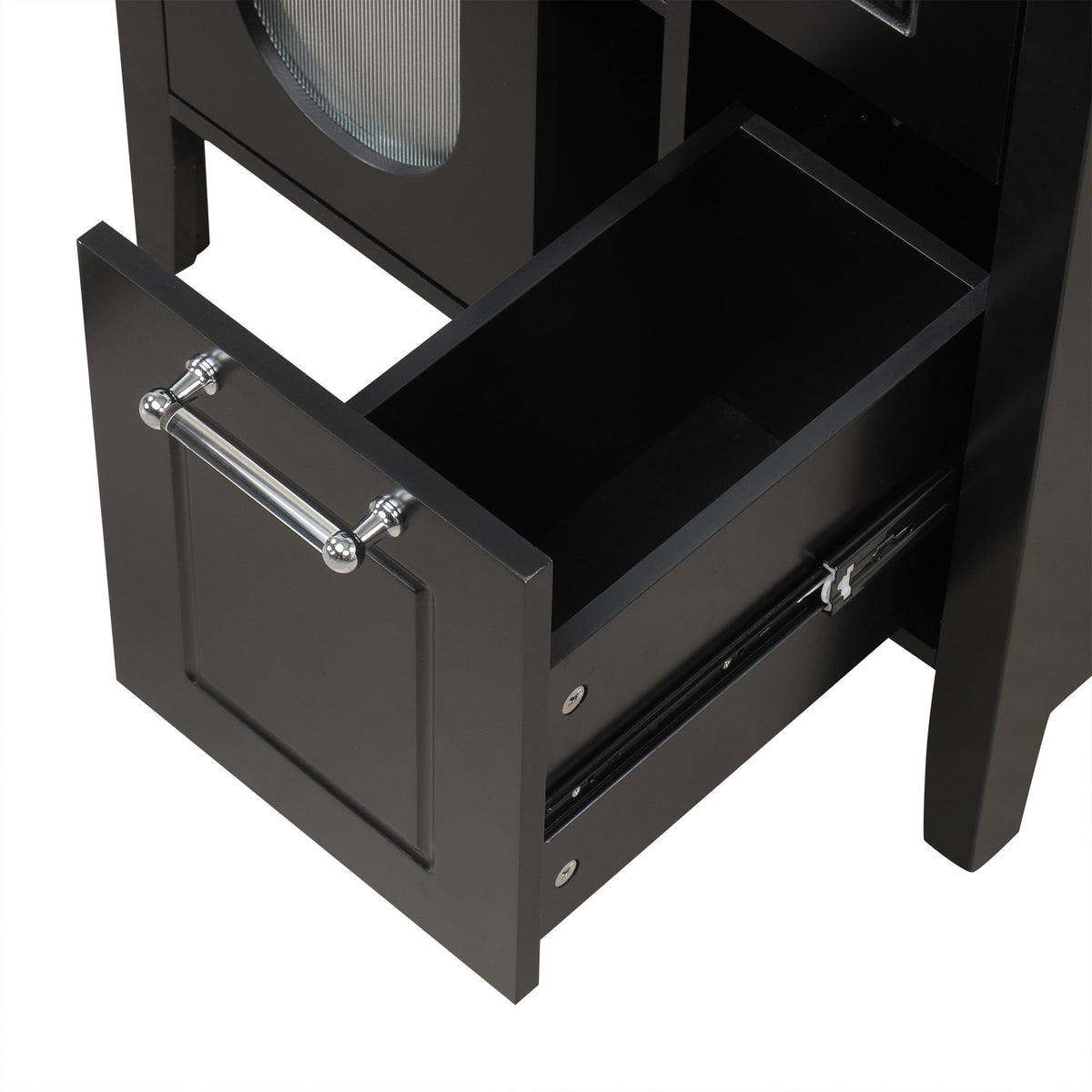24" Bathroom Vanity with Sink, Bathroom Vanity Cabinet with Two Drawers and Door, Adjustable Shelf, Solid Wood and MDF, Black