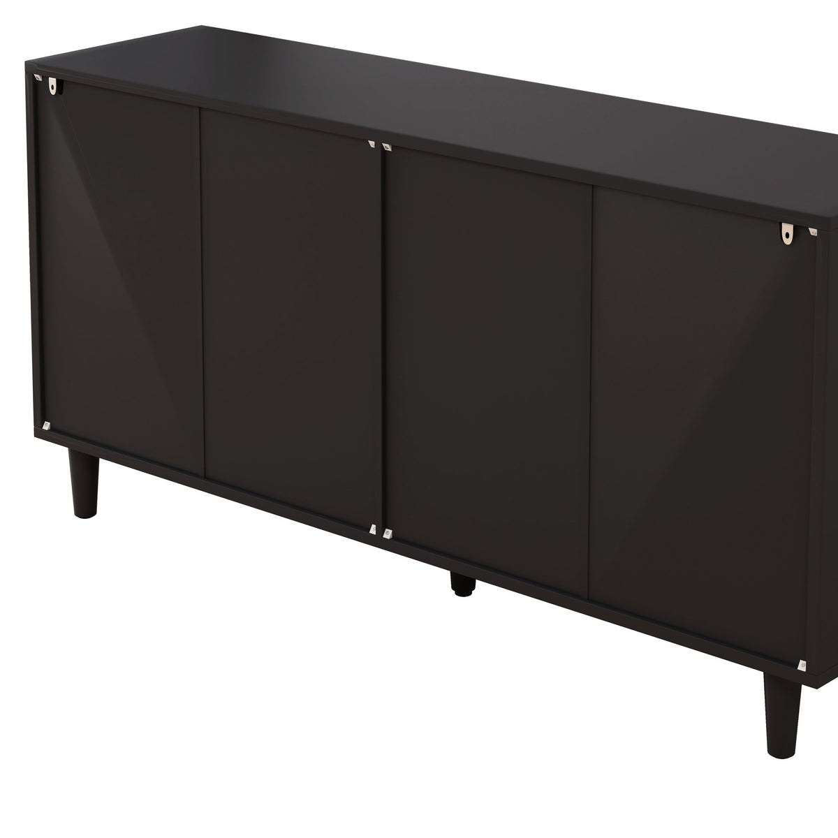 51.18" 6-Drawers Rattan Storage Cabinet Rattan Drawer with White Drawer Slides, Black