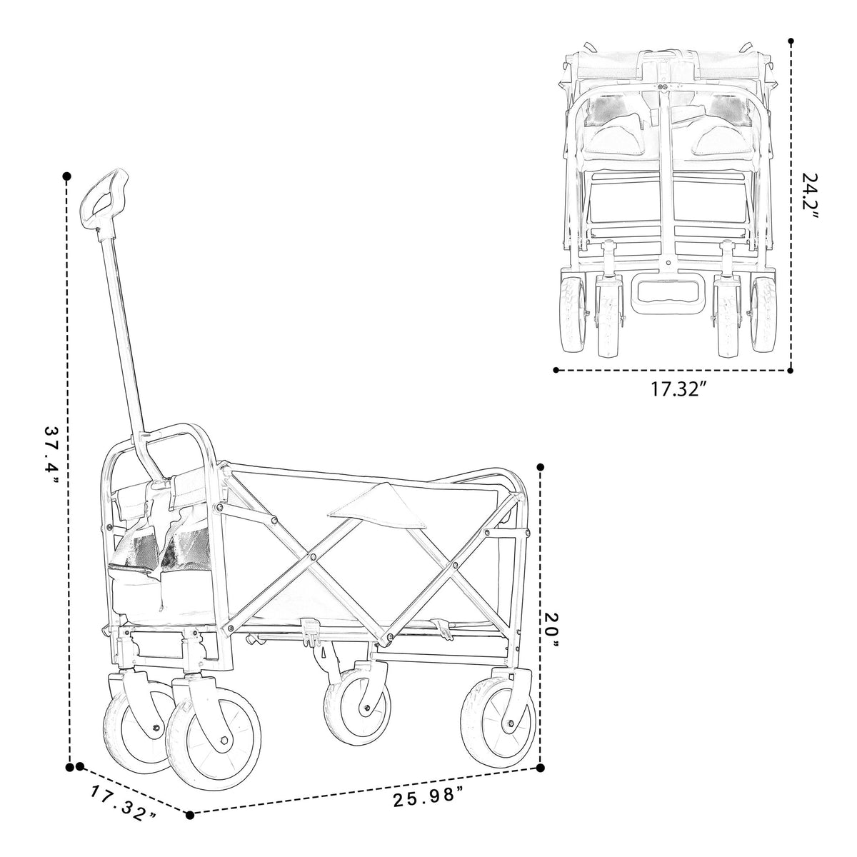 Minimeetall Strap, Collapsible Foldable Wagon Cart with strapping system Beach Wagon, Utility Cart