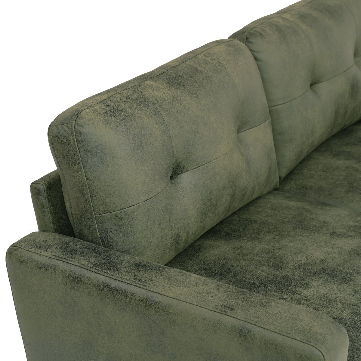 65-inch t Two-Seater Sofa in with Breathable Foil Fabric and Solid Wood Legs – Green