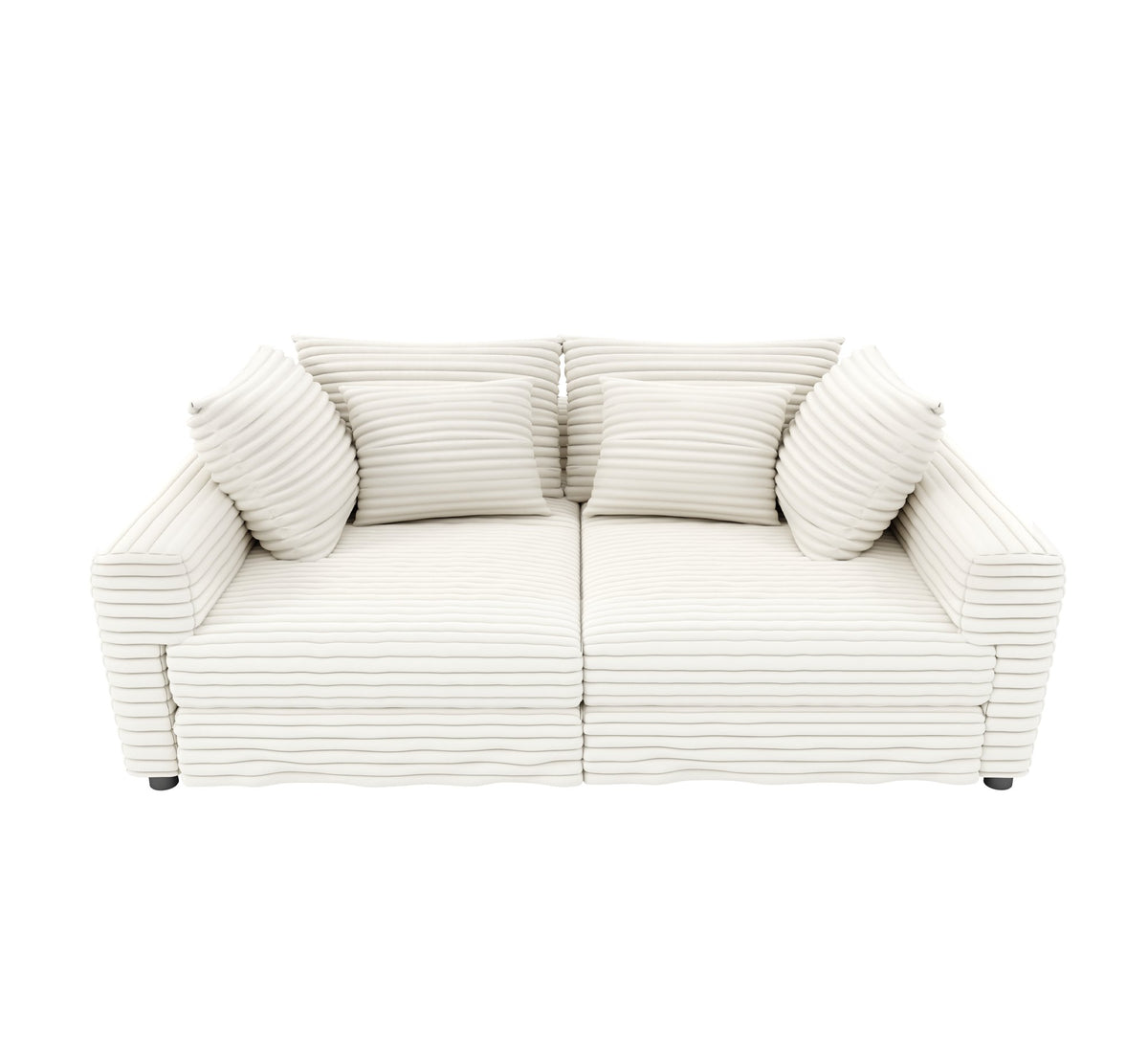 102.4" Plush Corduroy 4-Seat Sofa, Modern Comfy Upholstered Sofa Cloud Couch, Deep Seat Couches with Soft Pillows