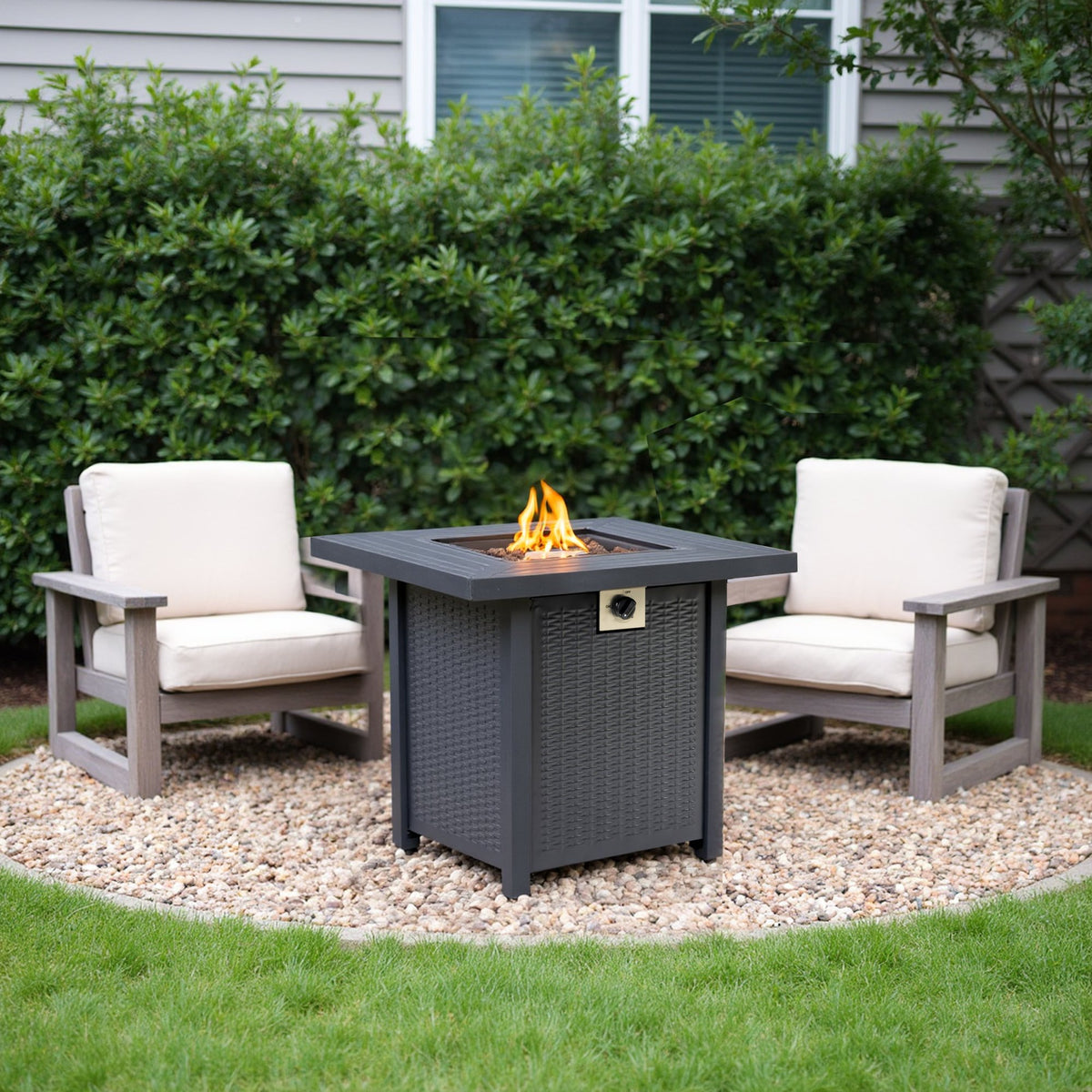 28-inch Iron Square Propane Fire Pit Table