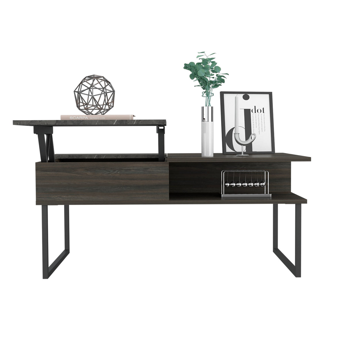 Atlanta Lift Top Coffee Table, One Shelf, Carbon Espresso / Onyx