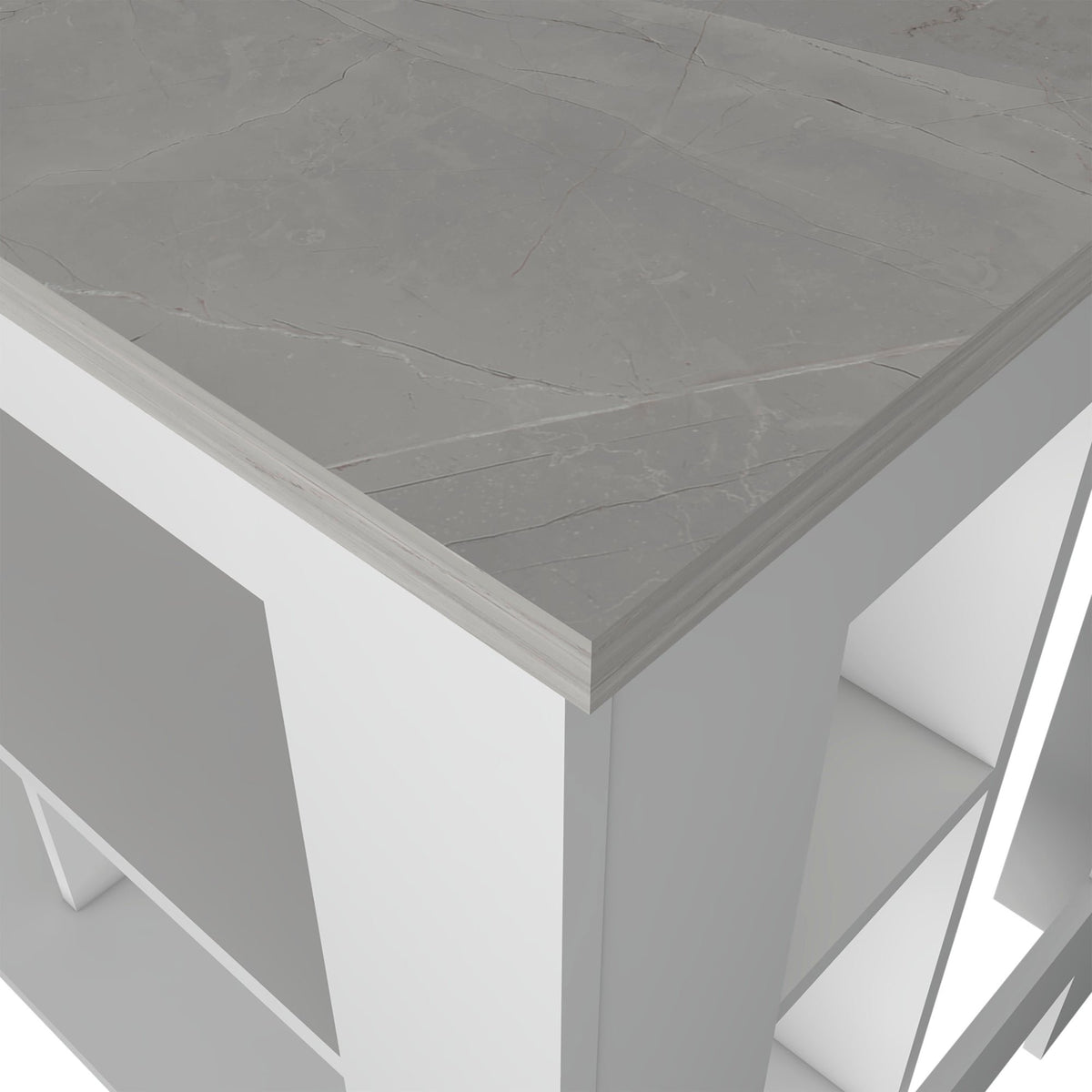 Brooklyn Kitchen Island, Three Concealed Shelves