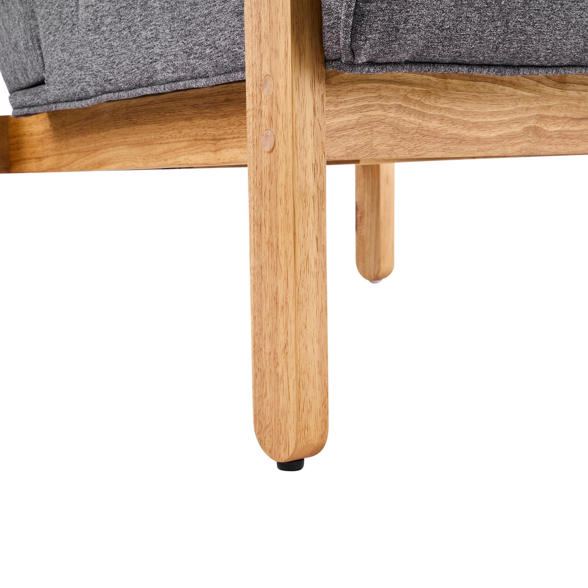 Fluffy Accent Chair Gray with Natural Solid Wood Frame