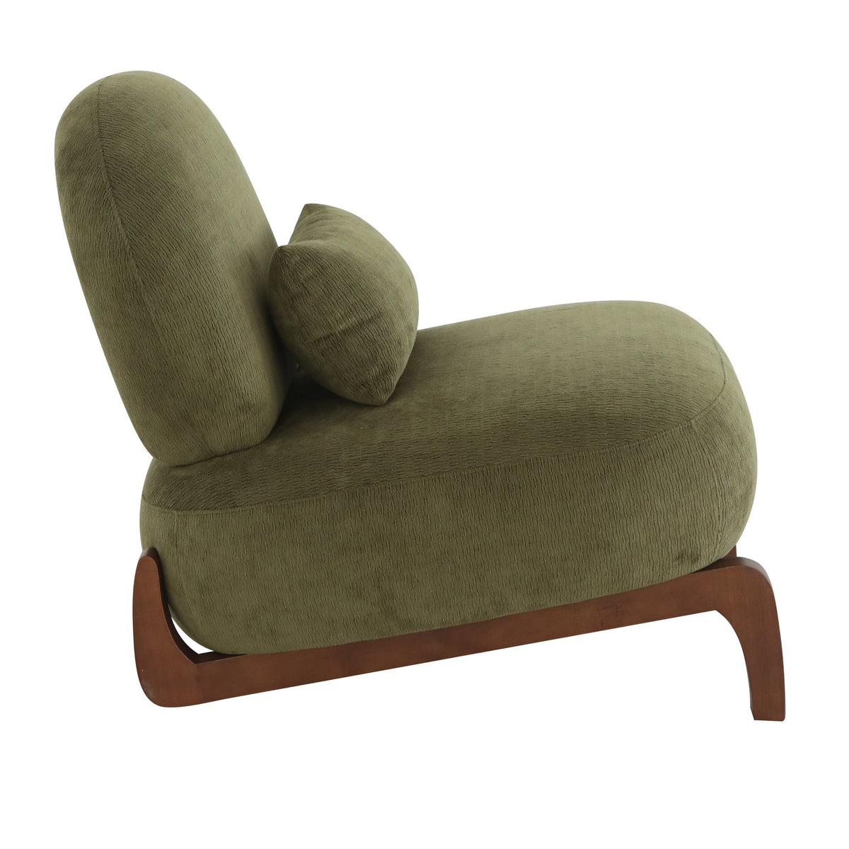 Cute Accent Chair with Solid Wood Legs, Velvet Living Room Chair with Soft Cushion, Cozy Bedroom Chair, Comfy Armless Reading Chair - Green – Model W2105S00014