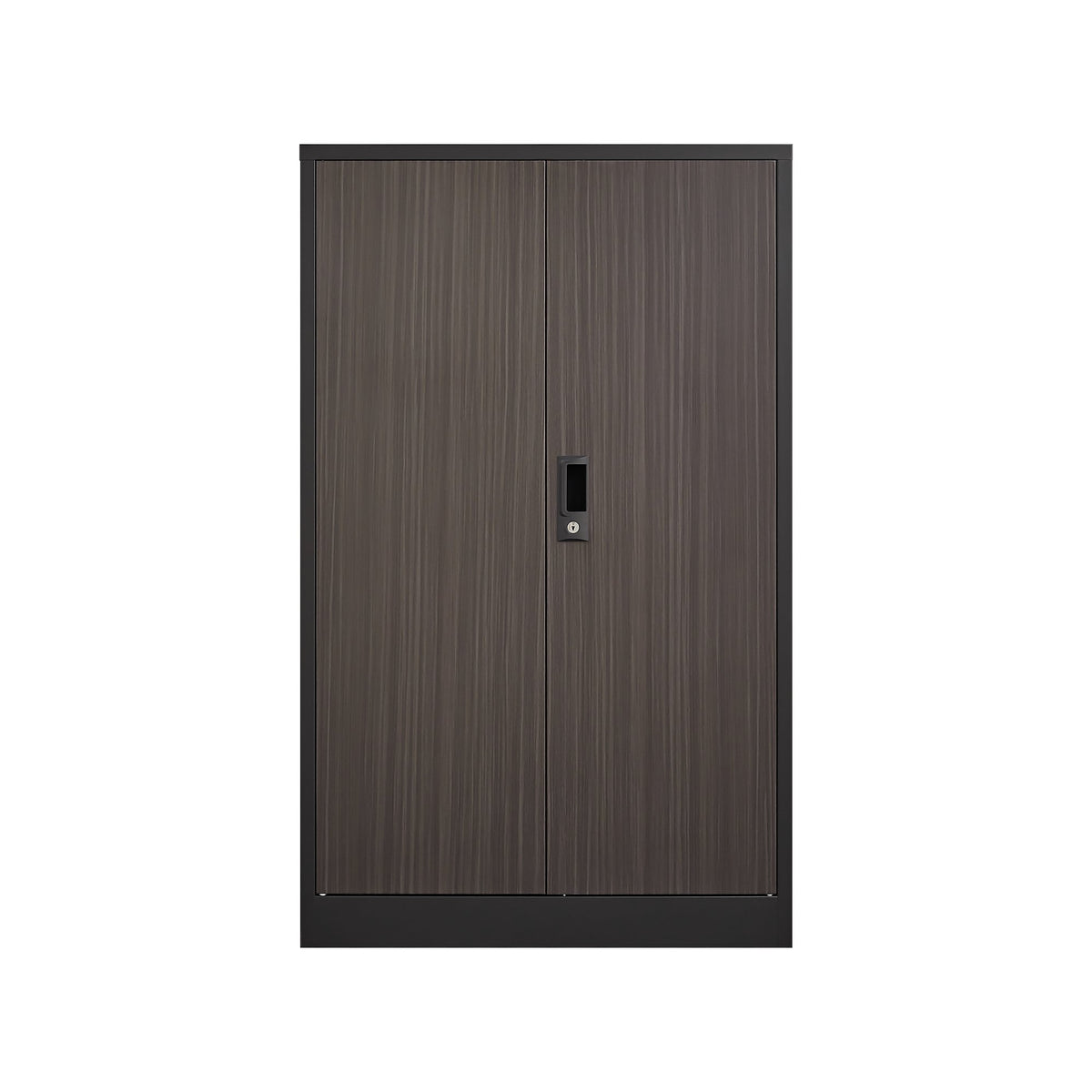 Black Metal Storage Cabinet with Locking Doors and Adjustable Shelf, Folding Filing Cabinet, School, Garage, Steel Construction