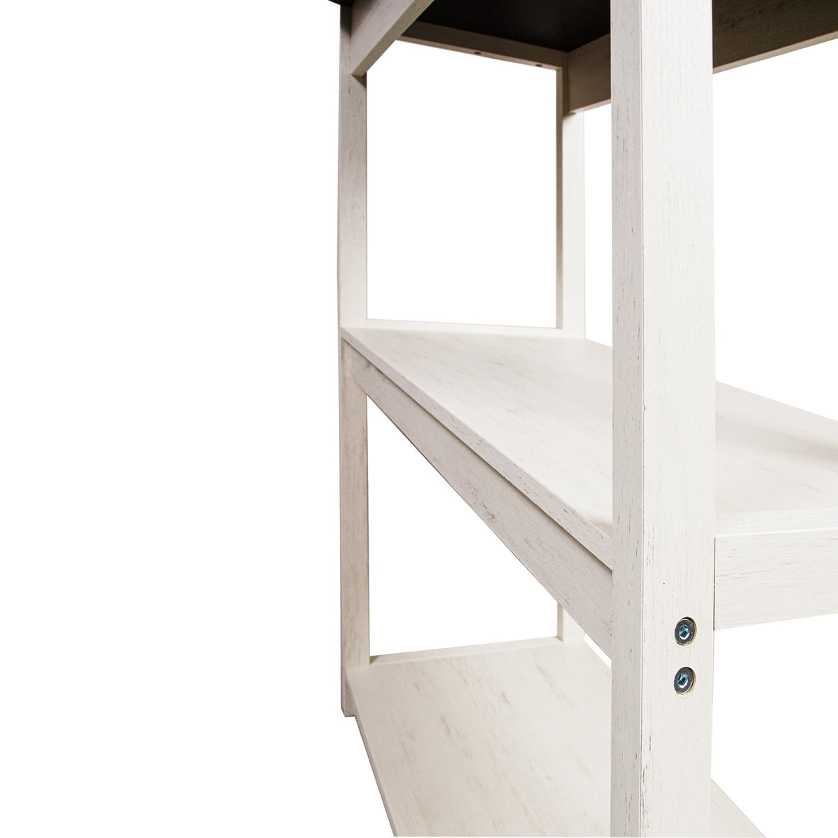 31.50" White and Rustic Brown color 5-Tier Bakers Rack for Kitchen with Storage, Coffee Bar, Kitchen Shelves, Microwave Stand
