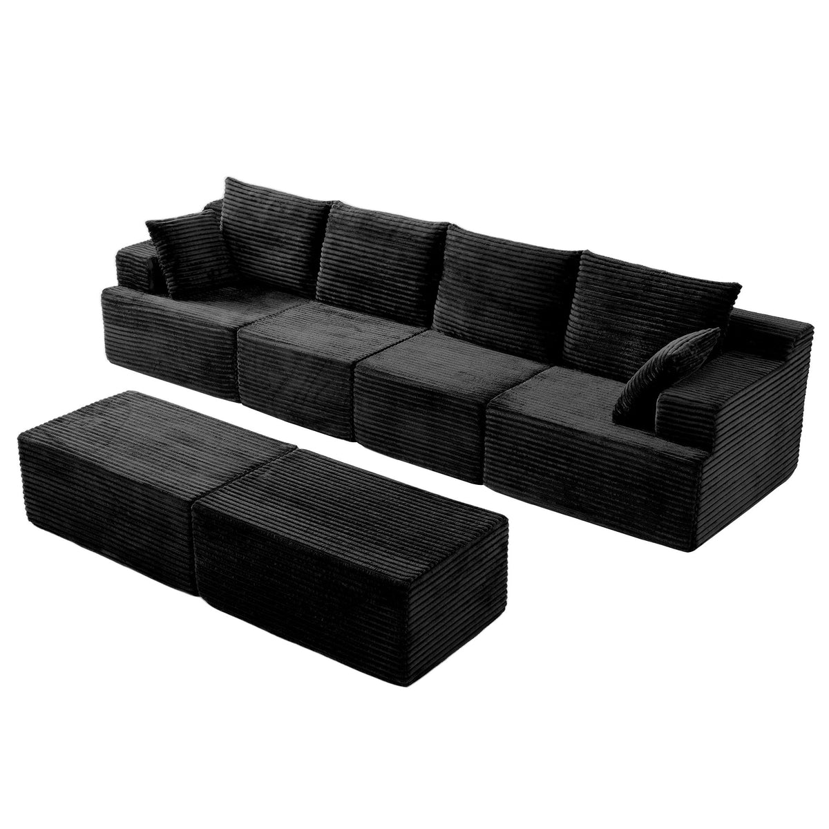 131" Oversized Cloud Boneless Sofa with 2 Ottoman