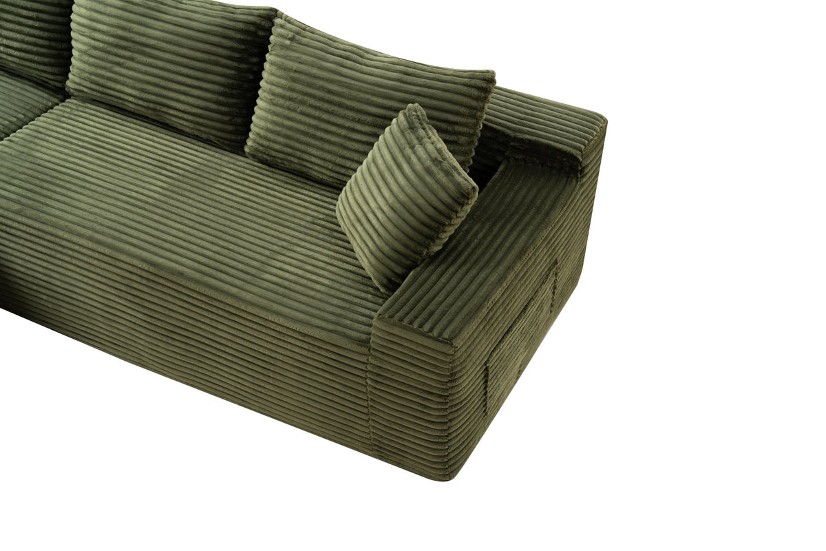 94.5" Cloud Modular Sectional Sofa Couch with L-Shape Chaise, Modern Minimalist Upholstered Couches, Deep Seat Corner Couch – Green