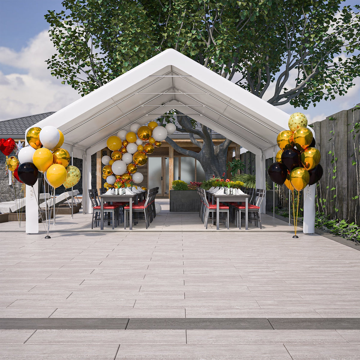 20x20 FT Party Tent with 2 Storage Bags & Removable Sidewalls, Outdoor Canopy Gazebo for Carport Camping Garden Wedding BBQ Commercial