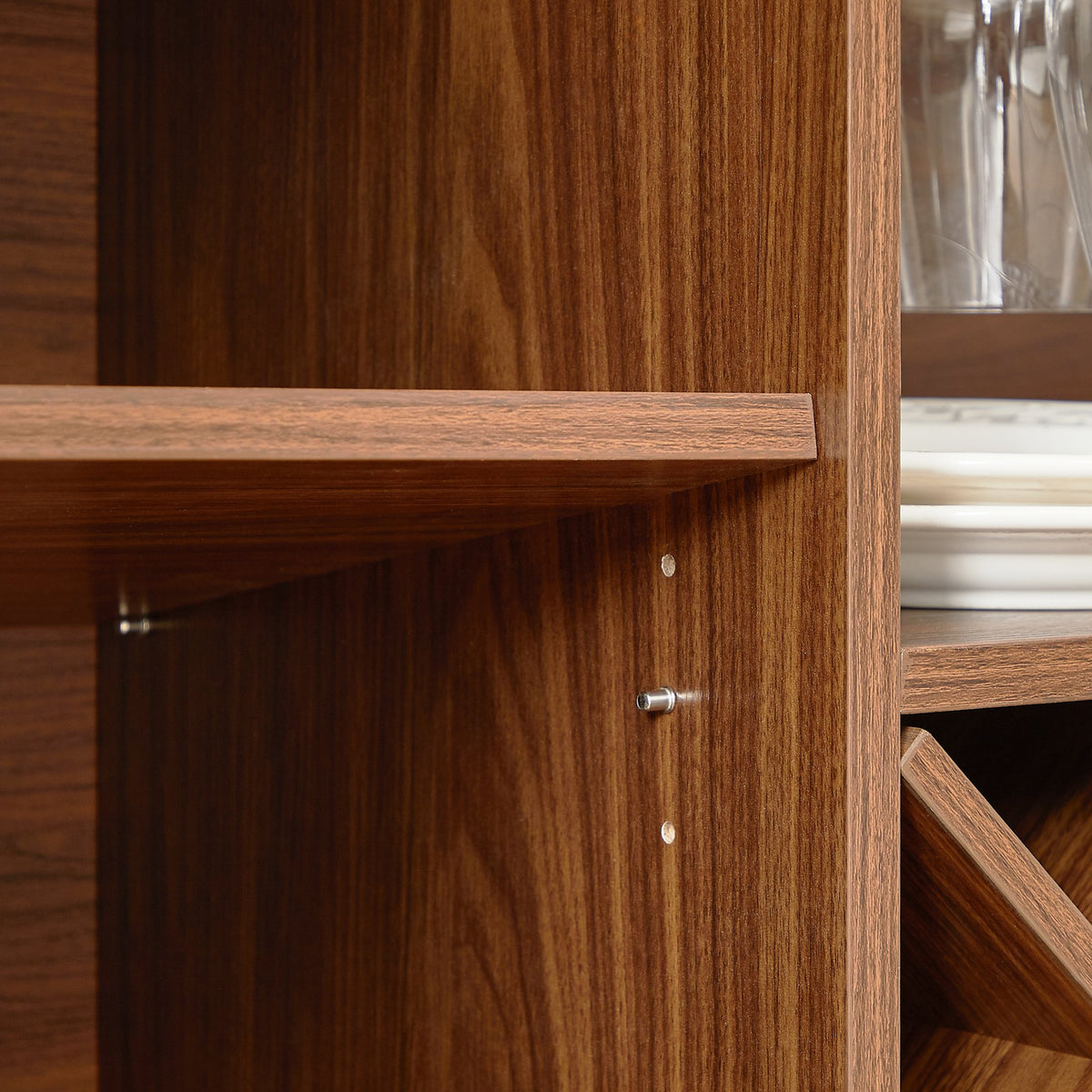 58" Modern Wavy Curve Sideboard-Multifunctional storage cabinet with wine rack and glassware holder