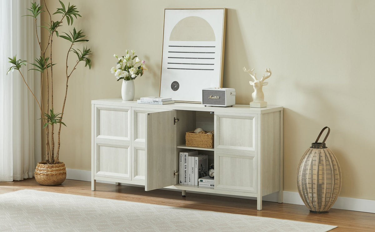 67'' Modern sideboard storage cabinet with tip-on opening, soft-close hinges, and tilt-proof wall mount, bedroom dresser.Light Grey.