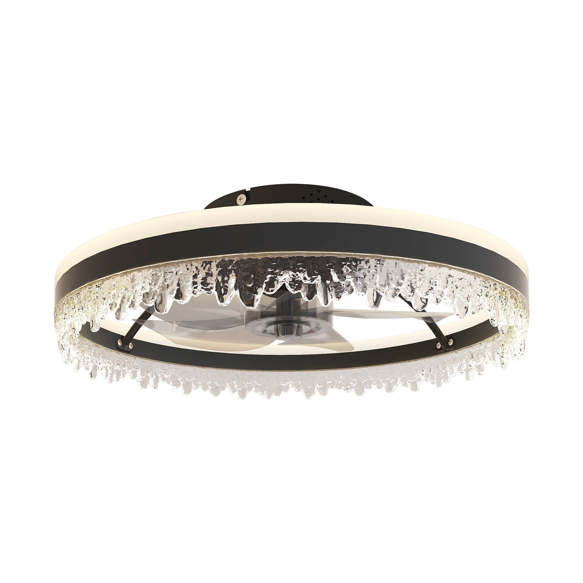 20-inch Black Smart Ceiling Fan Light with Silent Function, Multi-Speed Adjustment, Study Room