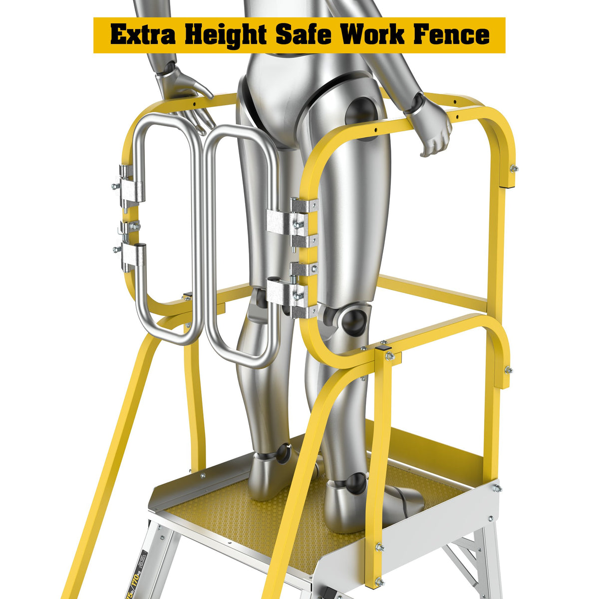 4 Step 375lbs Aluminum Rolling Platform Ladder