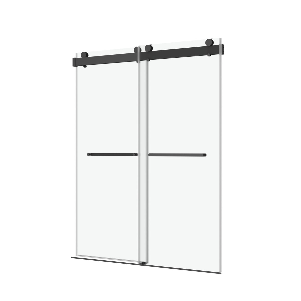 56 to 60 in. W x 76 in. H Double Sliding Frameless Soft-Close Shower Door with Premium 3/8 Inch (10mm) Thick Tampered Glass and Easy-cleaning Coating, Matte Black CM-23D02-60MB