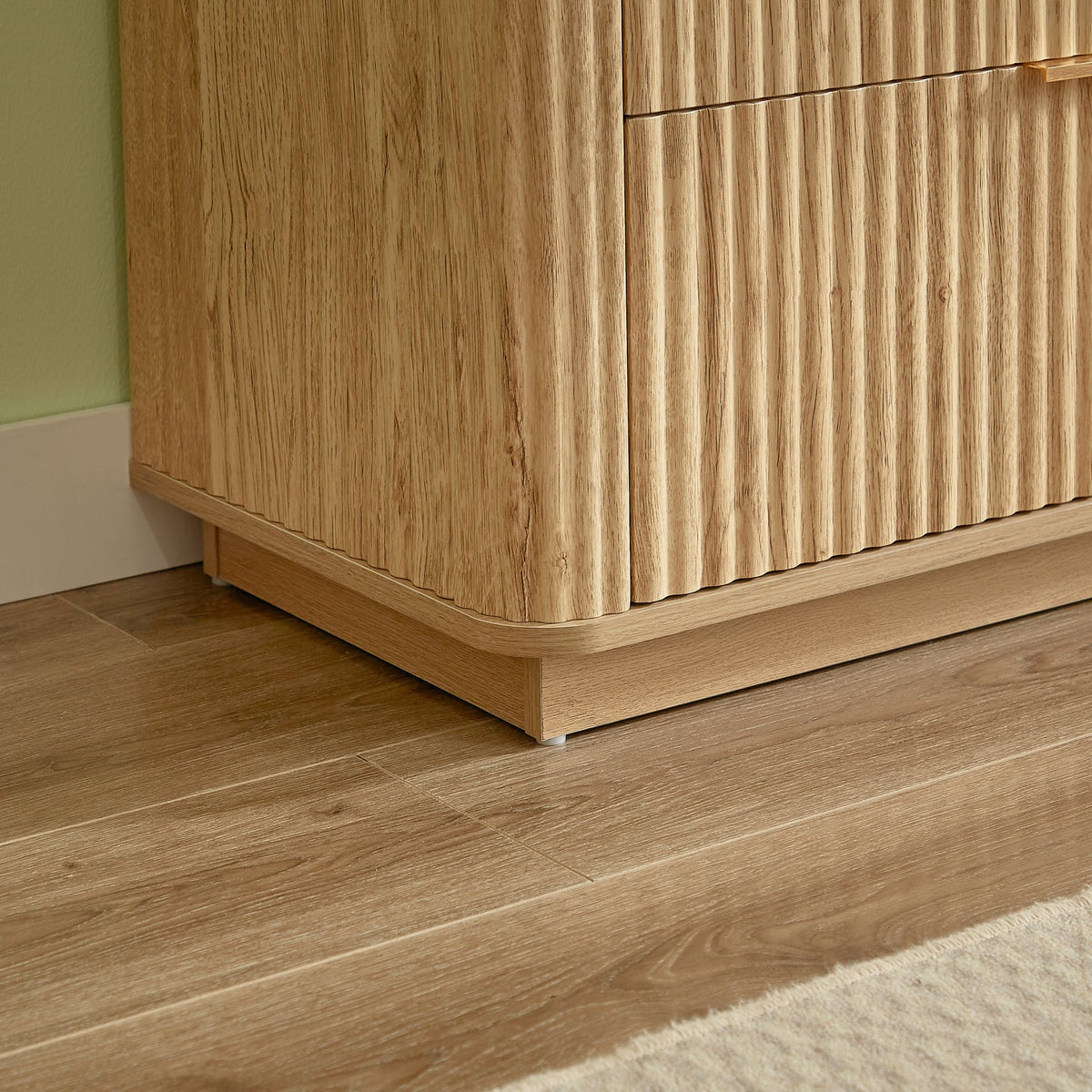 6 Drawers Dresser, 55" Wide Modern Chest of Drawers Curved wave Design, Dresser TV Stand, Wood Drawer Organizer, Walnut