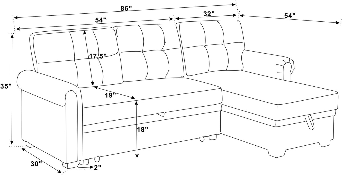 86" Linen Blend Upholstered Sleeper Sofa