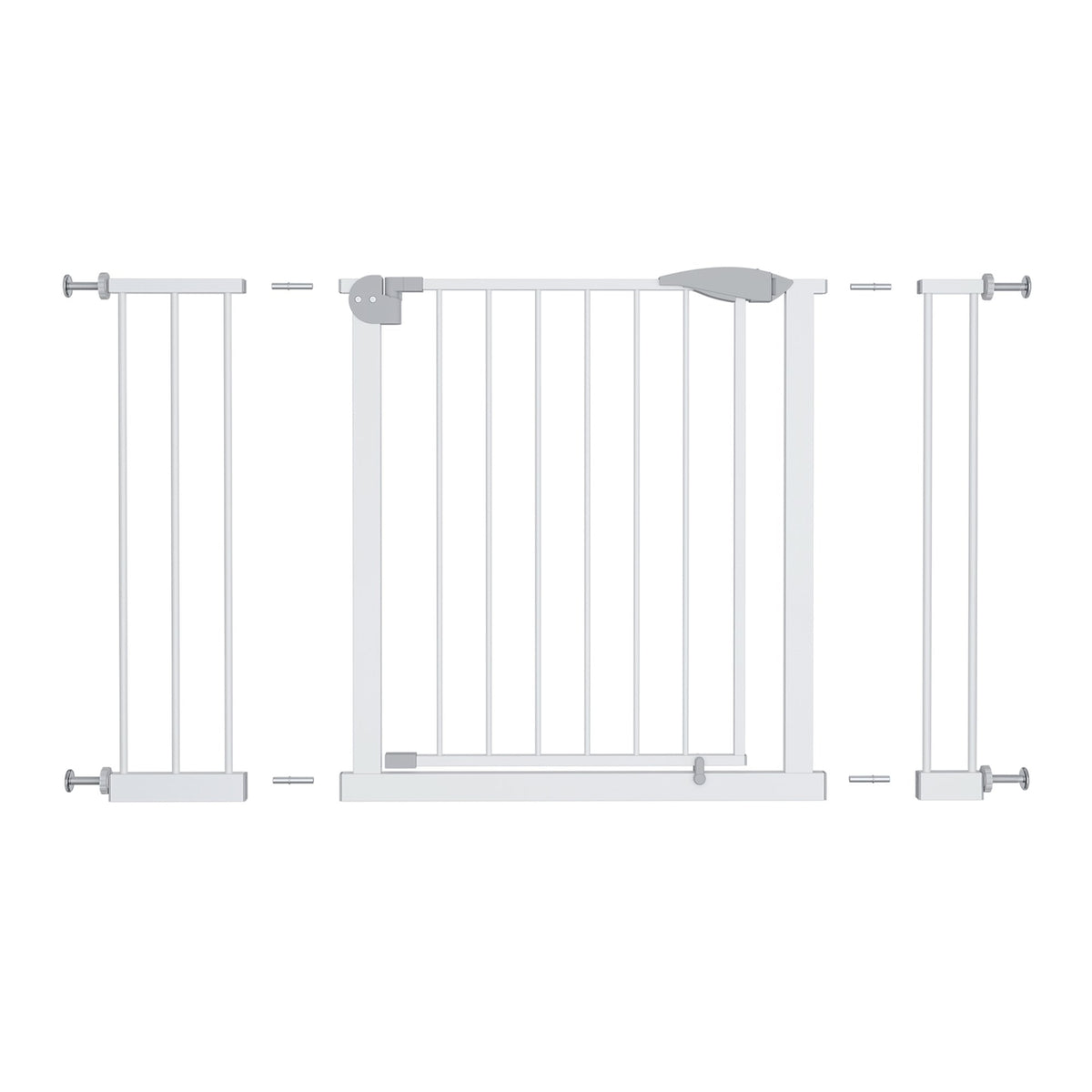 29.5-44.1" Wide Baby Gate for Stairs, Dog Gate Indoor for Doorways, No Drilling Pressure Mounted Pet Gates for Kids, Easy Walk Through Safety Gate, White