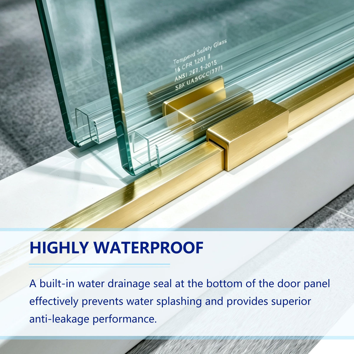57-60*78 INCH Frameless Double Sliding Shower Door Glass Door,Shower Door,(10mm) Thick SGCC Tempered Glass Door + Aluminium Alloy For Bathroom Door--Brushed Gold
