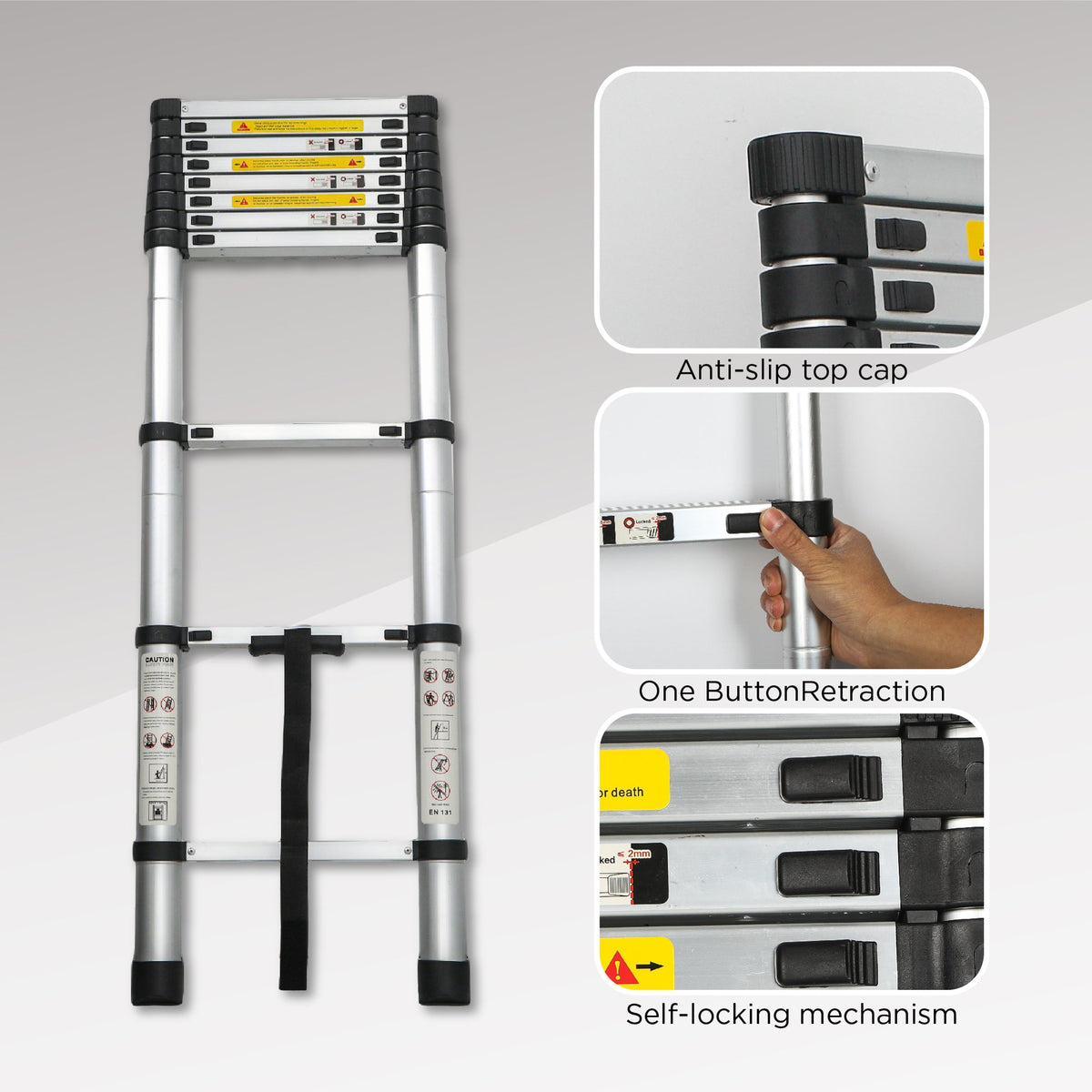 Telescoping Ladder 10.5FT, Telescopic Extension Ladder, Aluminum Alloy Folding Ladder Portable Multi-Purpose for Indoor Outdoor Work