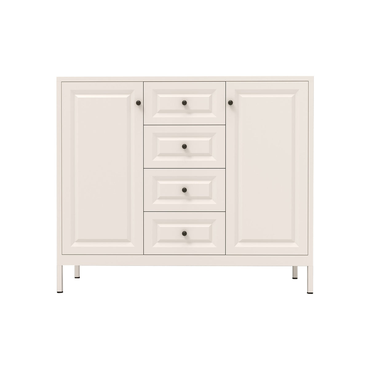 40.16'' Storage Sideboard Buffet Cabinet, Freestanding Accent Cabinet with 4 Drawers & 2 Doors, Adjustable Shelves Console Cabinet - Beige