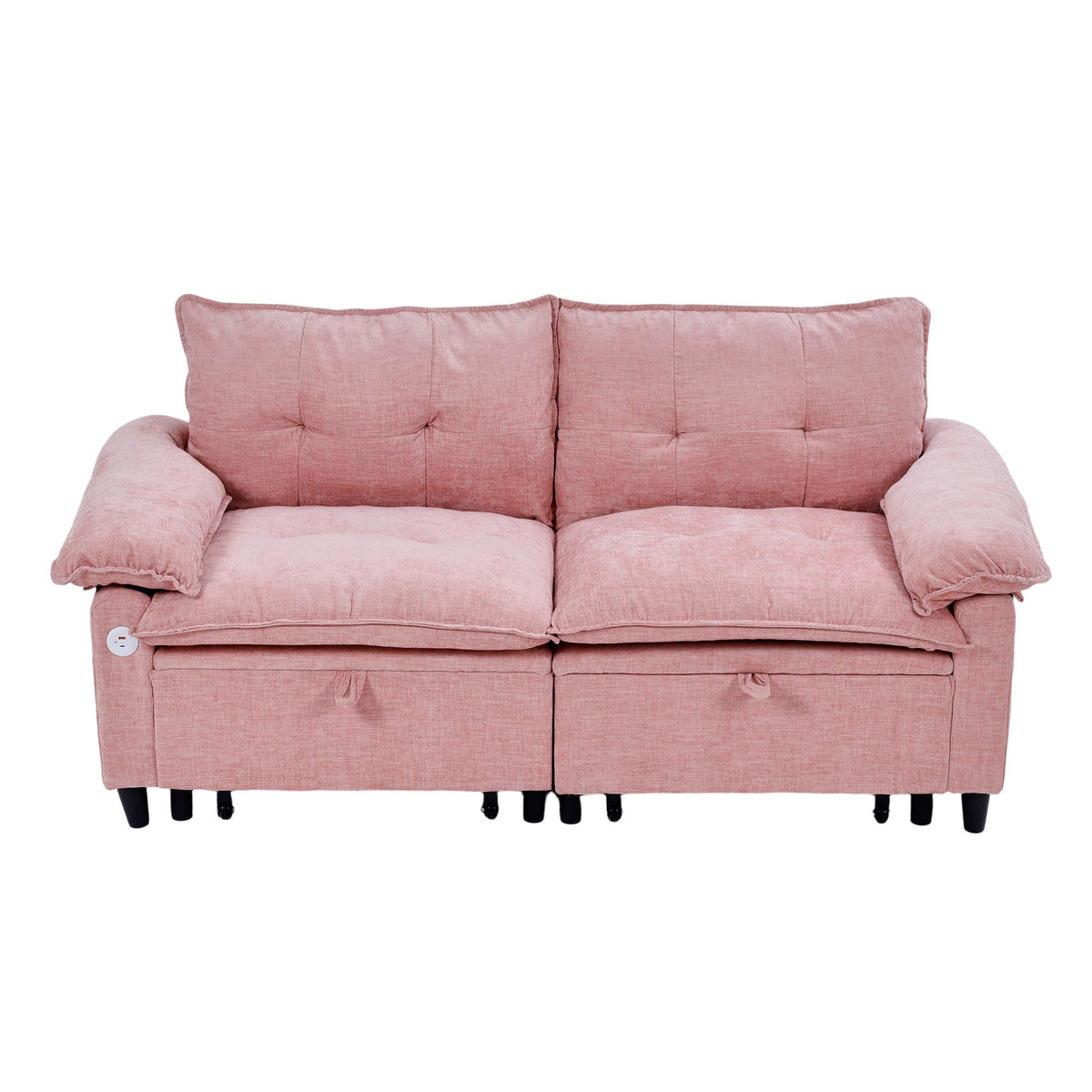 73 inch Pink Velvet Pull Out Sofa Bed Convertible Sleeper Couch with Pullout Mattress