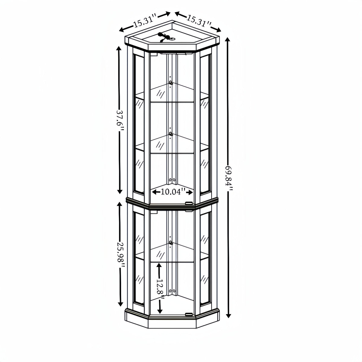 Lighted Corner Curio Cabinet - Display Case, Antique Collectibles