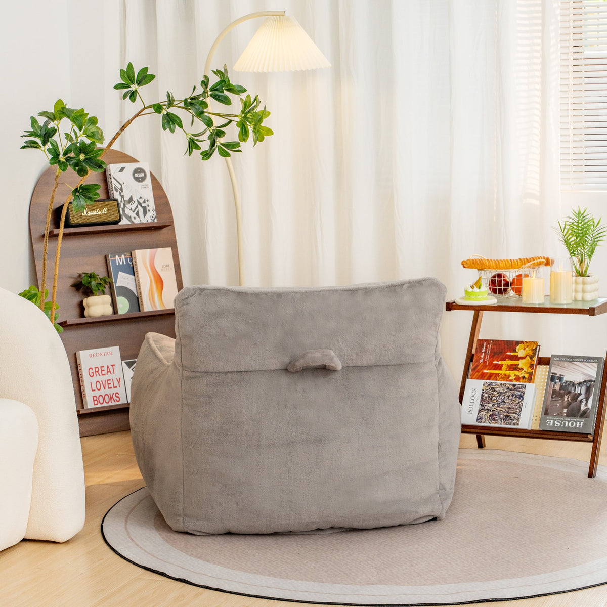 Bean Bag Chairs, Soft Tufted Foam Bean Bag Chair with Faux Fur Fabric for Adults and Kids, Comfy Lazy Sofa for Living Room, Bedroom