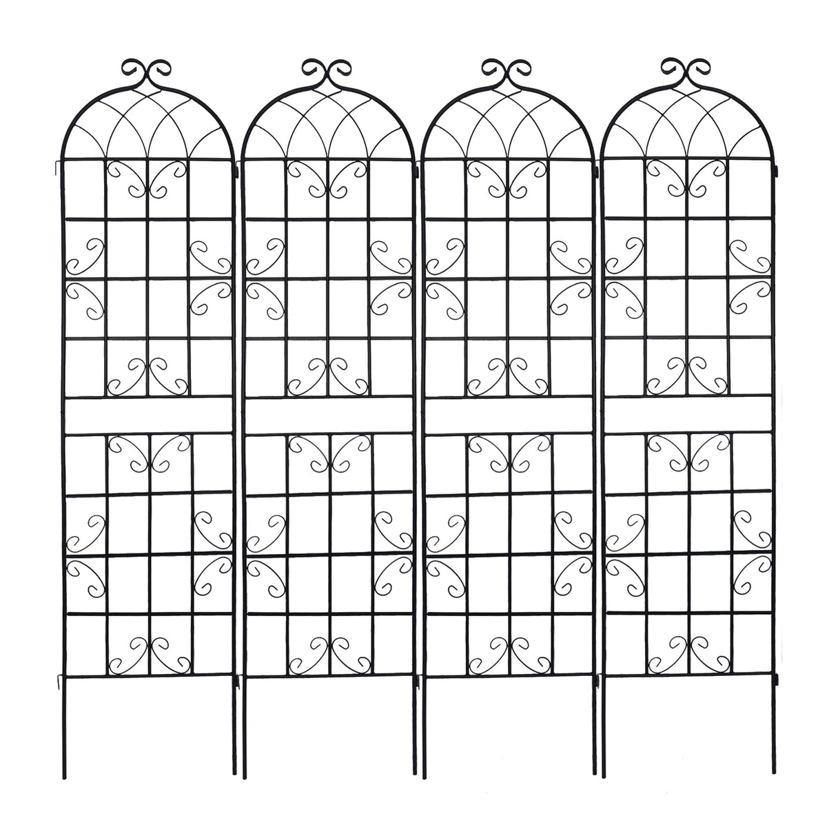 4 Pack Metal Garden Trellis 86.7" x 19.7" Rustproof Trellis for Climbing Plants Outdoor Flower Support Black – Model W158681059