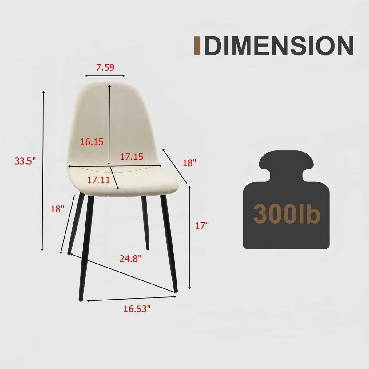 55" MDF Wood Colour Dining Table and Modern Dining Chair Set of 4, Mid Century Wooden Kitchen Table Set, Metal Base & Legs – Model W3732S00010
