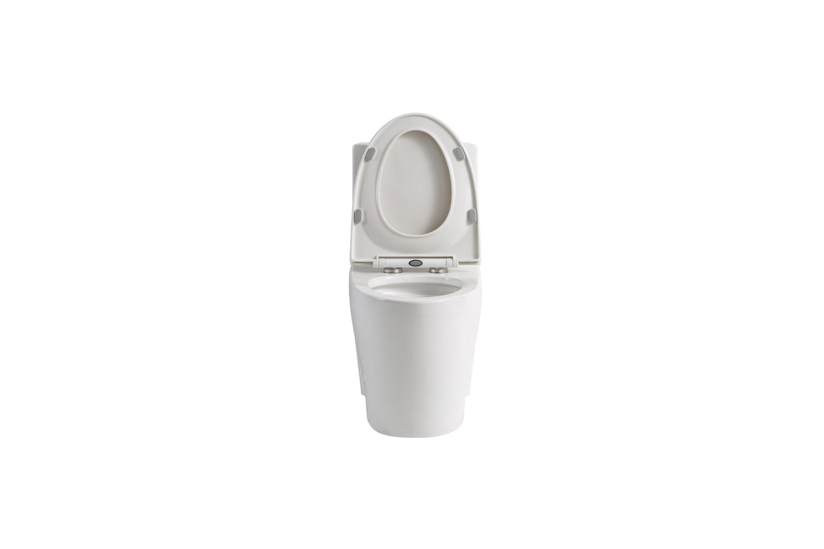 1.1/1.6 GPF Siphonic Flush One-Piece Toilet for bathrooms,Siphonic S-trap 12",Elongated Bowl with Soft Close Seat,Powerful Dual Flush MAP 1000g,Comfort Chair Seat ADA Height 17",Glossy White GW-001