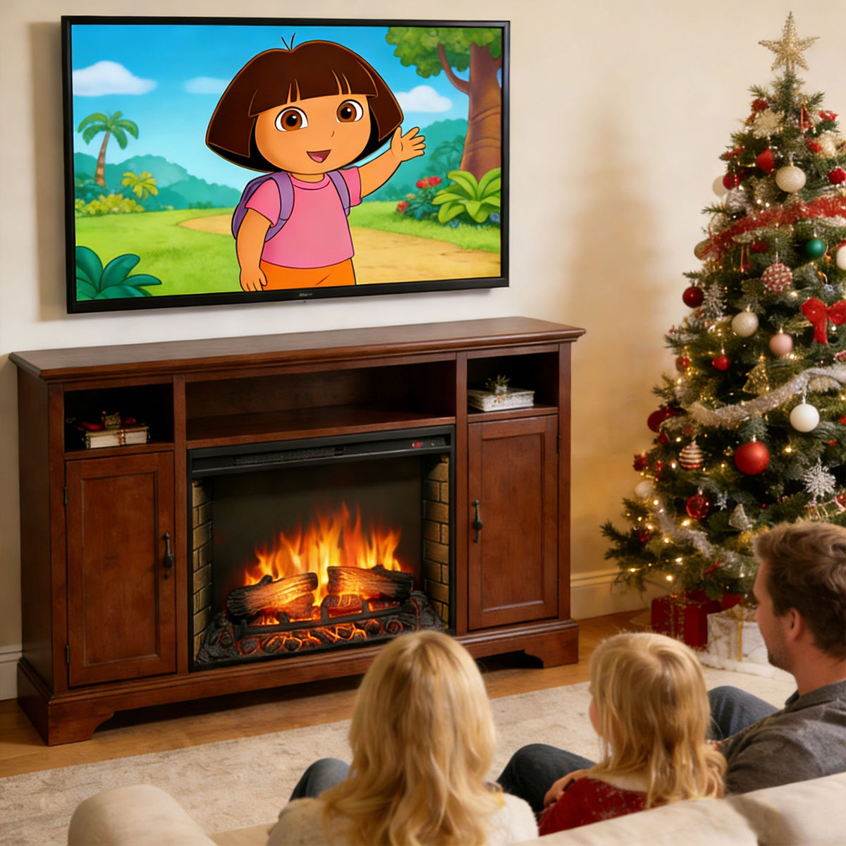 28 inch electric fireplace insert, ultra thin heater with log set & realistic flame, remote control with timer, overheating protection(Only the fireplace)