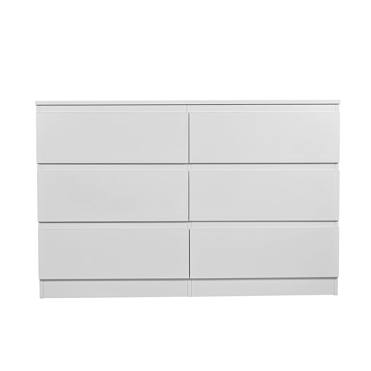 6 Drawer White Dresser, Modern Dresser for Bedroom with Spacious Countertop, Wood Storage Cabinet with Concealed Handles & 6 Deep Drawers for Bedroom, Living Room, Entryway, 15.7" D x 47.2" W x 30.9"