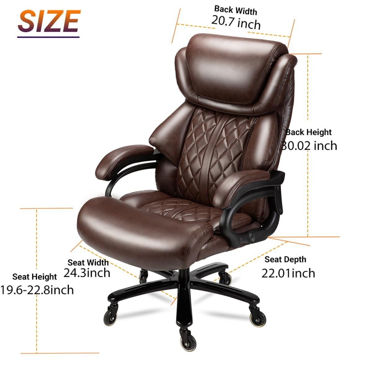 500lbs Big and Tall Office Chair for Heavy People Executive Office Chair with Wide Spring Seat Computer Desk Chair 360 Swivel Home Office Desk Chair