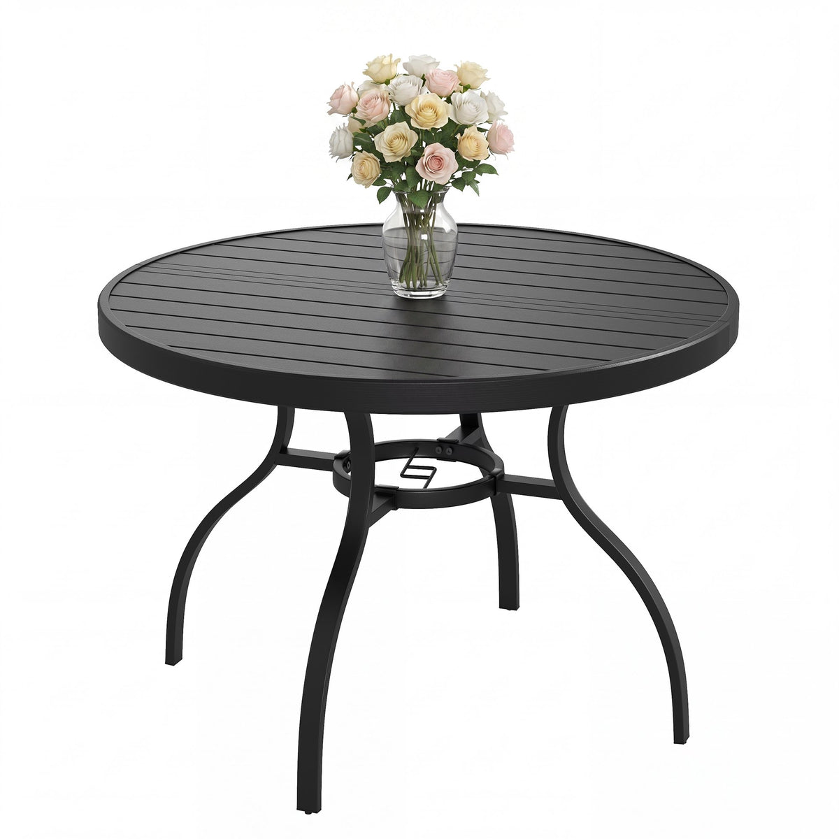 41 Inch 1 Piece Outdoor Indoor Dining Round Table Black
