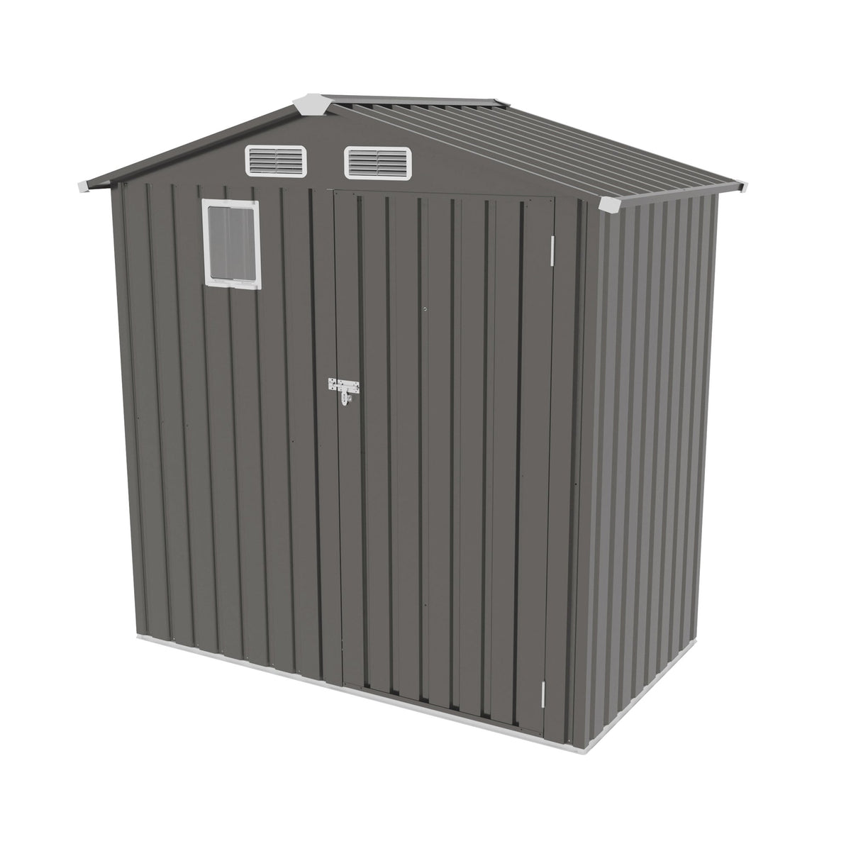 6X3.5FT Compact Metal Outdoor Storage Shed with Peaked Roof and Lockable Door, Gray