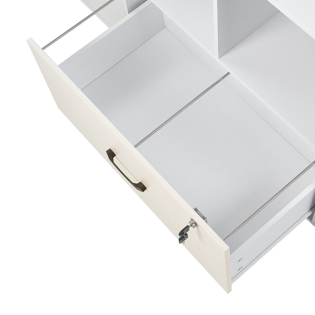 2 Drawer Wooden File Cabinet, Mobile Filing Cabinet with Open Shelves, Lockable Lateral Rolling File Storage with Adjustable Shelves