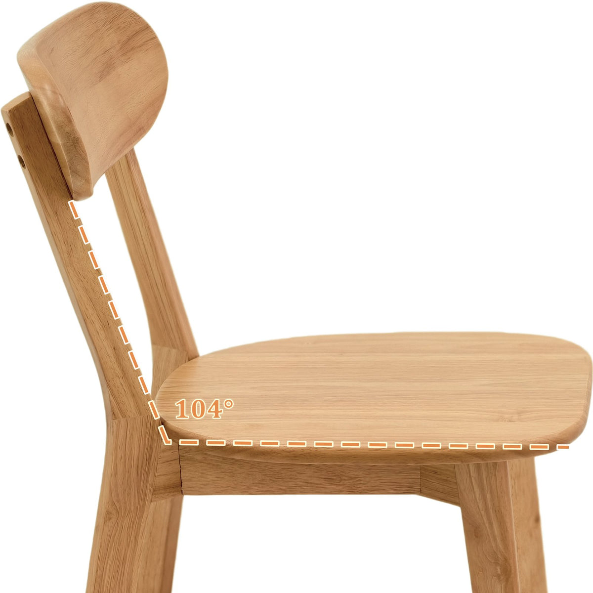 100% Solid Wood Dining Chairs Set of 2, Mid Century Modern Dining Chairs with Curved Backrest, Kitchen Chair with Adjustable Foot Pads