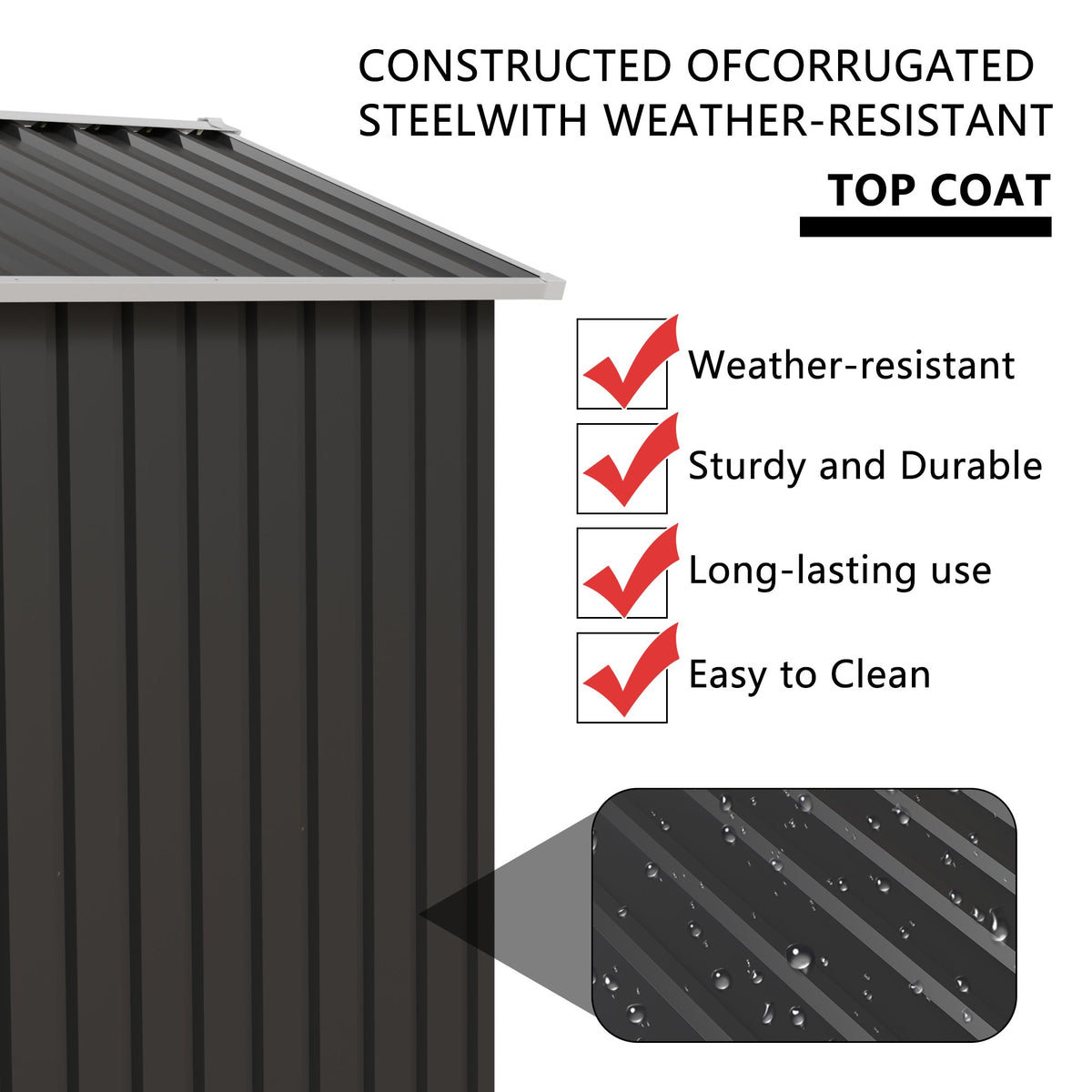 5.4x4.27 FT Outdoor Storage Shed with Hinge Door Metal Garden Sheds, Utility & Bike Storage