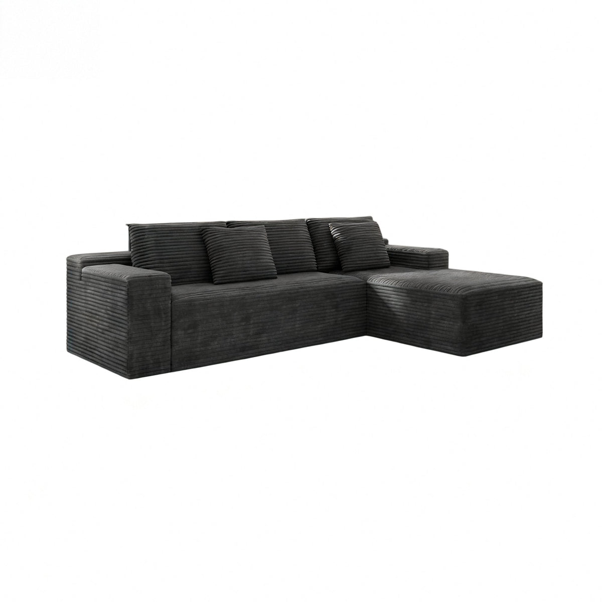 104.3*68.9'Modular sectional sofa seat, Upholstered compressed couch, No assembly required, 2PC free combination, Plush corduroy fabric